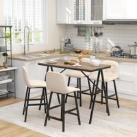 HOMCOM Bartisch mit Barhocker Set, Küchentisch, 5-teilig Essgruppe, Bartisch Set