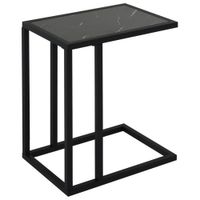 HOMCOM Beistelltisch, Couchtisch mit Marmoroptik, Kaffeetisch mit Metallrahmen