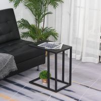 HOMCOM Beistelltisch, Couchtisch mit Marmoroptik, Kaffeetisch mit Metallrahmen