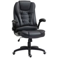 HOMCOM Bürostuhl, Chefsessel mit Wippfunktion, Hochklappbare Armlehne, Schwarz