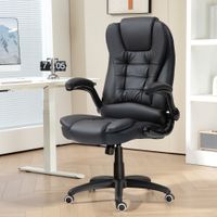 HOMCOM Bürostuhl, Chefsessel mit Wippfunktion, Hochklappbare Armlehne, Schwarz