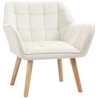 HOMCOM Einzelsessel Armlehnsessel Relaxsessel mit Holzbeine, Samtoptik, Creme