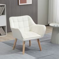 HOMCOM Einzelsessel Armlehnsessel Relaxsessel mit Holzbeine, Samtoptik, Creme