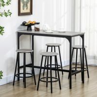 HOMCOM Bartisch mit Barhocker Set, 5-tlg. Bartisch-Set, Bartisch mit 4 Barhocker