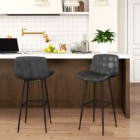 HOMCOM 2er-Set Barhocker, Bistrohocker mit Fußstütze, Drehbar, Dunkelgrau