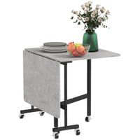 HOMCOM Esstisch, Küchentisch mit Rollen, Klapptisch für 4-6 Personen, Grau