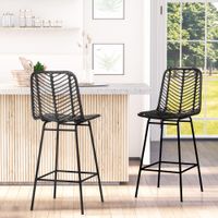 HOMCOM 2er-Set Barhocker, Bistrohocker mit Fußstütze, Stahlbeinen, Schwarz