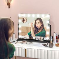 HOMCOM Hollywood Spiegel mit Beleuchtung, Schminkspiegel mit 14 LED Licht