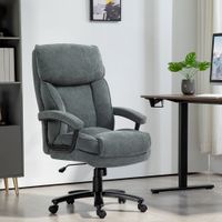 HOMCOM Bürostuhl, Ergonomisch Schreibtischstuhl mit Wippfunktion, Leinenoptik