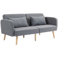 HOMCOM 3-Sitzer Schlafsofa 2-Sitzer Klappbett mit Bettfunktion 2 Wurfkissen