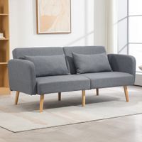 HOMCOM 3-Sitzer Schlafsofa 2-Sitzer Klappbett mit Bettfunktion 2 Wurfkissen