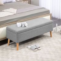 HOMCOM Sitzbank Polsterbank mit Stauraum scandinavia Polyester Holz Grau