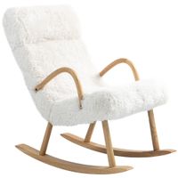 HOMCOM Schaukelstuhl Schwingsessel mit Wollenoptik für Schlafzimmer Weiß