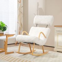HOMCOM Schaukelstuhl Schwingsessel mit Wollenoptik für Schlafzimmer Weiß