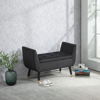 HOMCOM Luxus Sitzbank Polsterbank mit Stauraum Armlehnen Polyester Holz