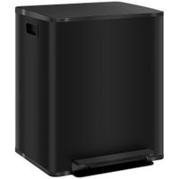 HOMCOM Mülleimer 2 x 25L Treteimer mit Deckel Fußpedal Inneneimer Edelstahl