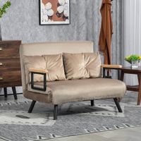 HOMCOM Schlafsofa Klappbett mit Bettfunktion Verstellbarer Rückenlehne Hellbraun