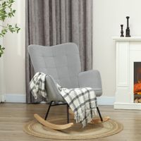 HOMCOM Schaukelstuhl, Schaukelsessel mit Samtoptik, Armlehne für Wohnzimmer