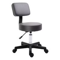 HOMCOM Rollhocker Höhenverstellbarer Arbeitshocker mit Lehne, Grau Ø35 x 72-84cm