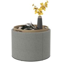 HOMCOM Ottomane Runder Sitzhocker Polsterhocker mit Stauraum, Klappdeckel, Grau