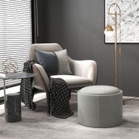 HOMCOM Ottomane Runder Sitzhocker Polsterhocker mit Stauraum, Klappdeckel, Grau