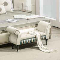 HOMCOM Sitzbank Polsterbank, Samtoptik, Luxus Bettbank für Flur Beige