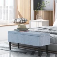 HOMCOM Sitzbank mit Stauraum, Bettbank, Polsterbank mit Klappdeckel, Samt, Blau