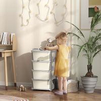 HOMCOM Schubladenschrank für Kinder mit Stauraum Aufbewahrungsboxen vier Ebene