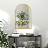 HOMCOM Wandspiegel Fensterspiegel 91 x 60 cm Dekorativ Spiegel mit Metallrahmen Gold