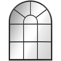 HOMCOM Wandspiegel Fensterspiegel 70 x 50 cm Dekorativ Spiegel mit Metallrahmen