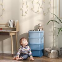 HOMCOM Schubladenschrank für Kinder mit Stauraum Aufbewahrungsboxen vier Ebene