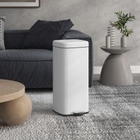 HOMCOM Mülleimer 30L Treteimer mit Deckel Fußpedal Inneneimer Metall Weiß