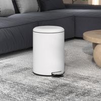 HOMCOM Mülleimer 20L Treteimer mit Deckel Fußpedal Inneneimer Metall Cremeweiß