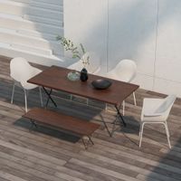 Outsunny Gartenstuhl 4er Set Essstuhl Balkonstühle mit Rückenlehne, Armlehne