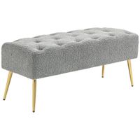 HOMCOM Sitzbank Polsterbank mit Lammwolle-Optik, Knopfheftung für Schlafzimmer