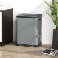 HOMCOM Mülleimer 2 x 30L Treteimer mit Deckel Fußpedal Inneneimer Metall