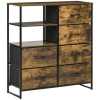 HOMCOM Kommode, Sideboard mit 6 Stoff-Faltbaren Schubladen, 2 Regale