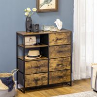 HOMCOM Kommode, Sideboard mit 6 Stoff-Faltbaren Schubladen, 2 Regale