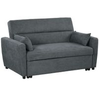 HOMCOM Schlafsofa, Sofa mit Bettfunktion, Wurfkissen, Samtoptik für Wohnzimmer