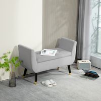 HOMCOM Luxus Sitzbank Polsterbank mit Stauraum Armlehnen Polyester Holz