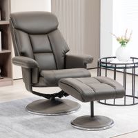 HOMCOM Relaxsessel mit Hocker, Fernsehsessel mit Liegefunktion Wippfunktion Grau