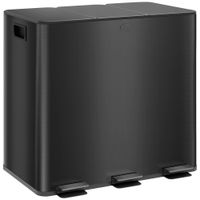 HOMCOM Mülleimer 3 x 15L Treteimer mit Deckel, Fußpedal, Inneneimer, Edelstahl