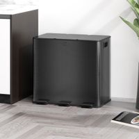HOMCOM Mülleimer 3 x 15L Treteimer mit Deckel, Fußpedal, Inneneimer, Edelstahl