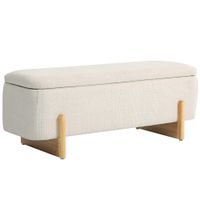 HOMCOM Sitzbank mit Stauraum, Polsterbank mit Leinenoptik, Holzbeine, Creme