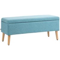 HOMCOM Sitzbank Polsterbank mit Stauraum scandinavia Truhenbank Polyester Holz Blau