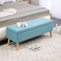 HOMCOM Sitzbank Polsterbank mit Stauraum scandinavia Truhenbank Polyester Holz Blau