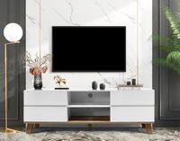 TV-Lowboard mit 4 Türen & 2 Fächer, ca. 150 x 39,5 x 54 cm - Weiß