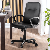 höhenverstellbarer Bürostuhl mit Armlehne, ca. 57 x 64 x 92 - 102 cm - Schwarz in Lederoptik