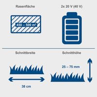 Akku-Rasenmäher BC-MP380-X - SET XL2 inkl. 2x 4Ah Akku +  Doppelladegerät