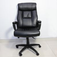 höhenverstellbarer XL Bürostuhl mit Armlehne, ca. 68 x 77 x 115-125 cm - Schwarz in Lederoptik